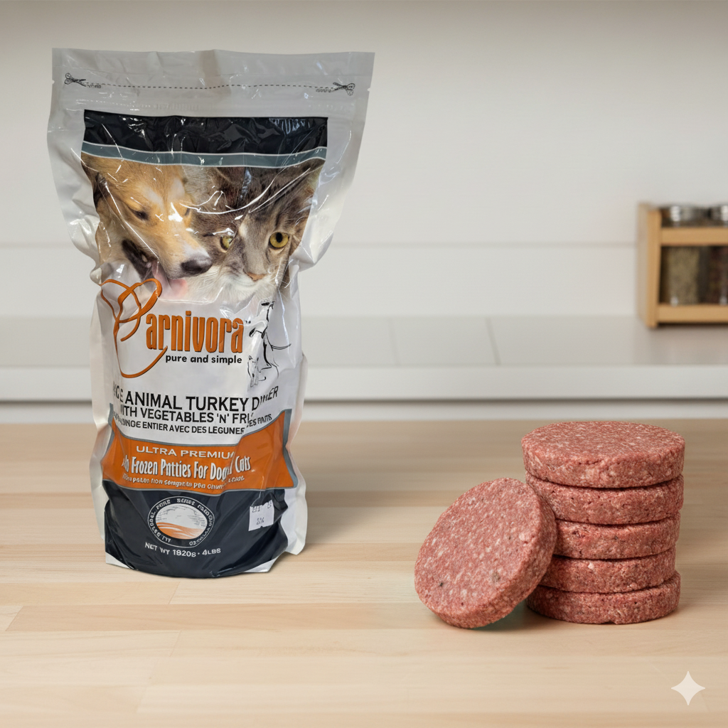 Carnivora - Turkey Dinner (with veg) Patties - 4lb Sleeve