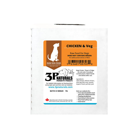 3P Naturals - Chicken with Bone, Organ & Veg HF/NM [6 x 2lb packages (6/907.19g)]