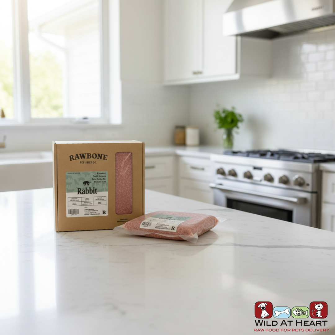 RAWBONE - Rabbit w/bone & organ PACK CHANGE- box of 6 - 1lb  tubs