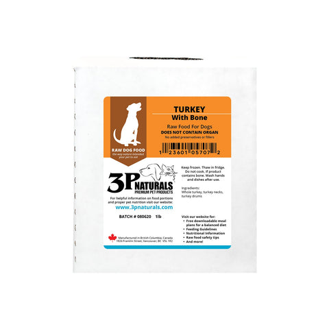 3P Naturals - Turkey with Bone [6x 2lb packages (6/907.19g)]