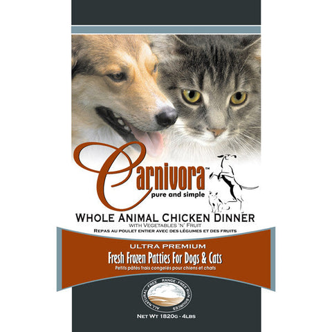 Carnivora - Chicken Dinner (with veg) Patties - 4lb Sleeve